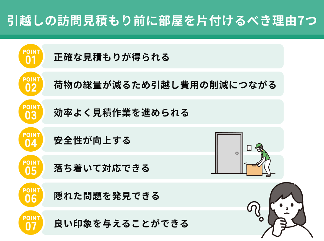 引越しの訪問見積もり前に部屋を片付けるべき理由7つ