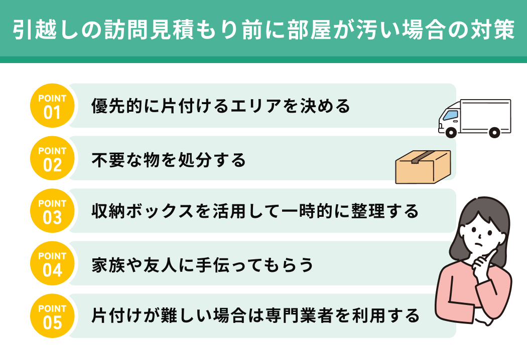 引越しの訪問見積もり前に部屋が汚い場合の対策