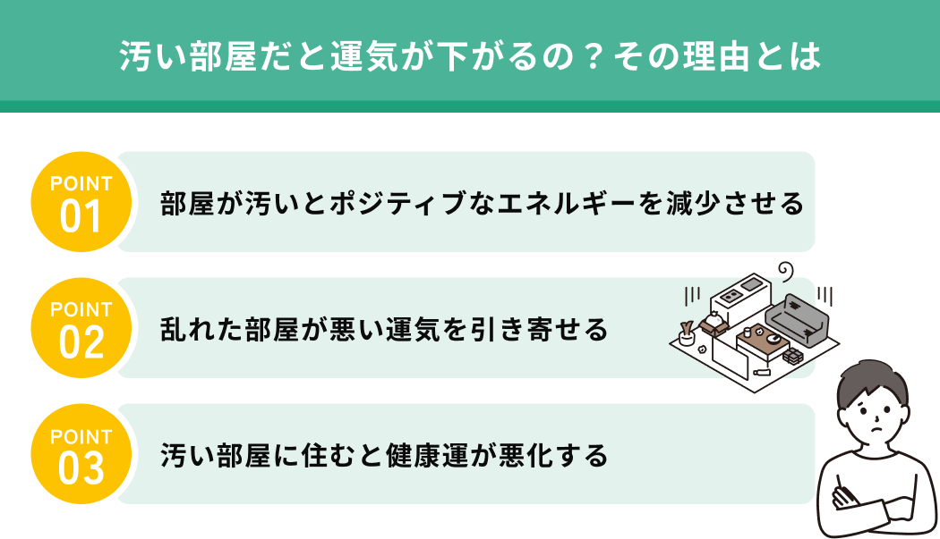 汚い部屋だと運気が下がるの？その理由とは